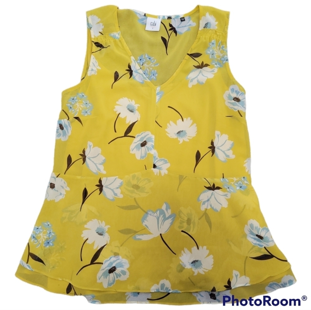 cabi* Dazzle* Yellow Floral Top* Sz S